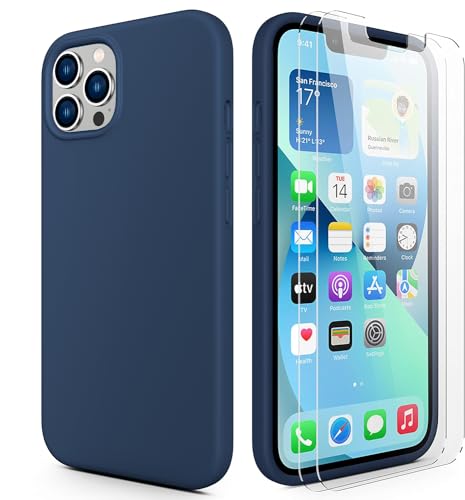 Durable Silicone for iPhone 13 Pro Max with Glass Screen Protectors