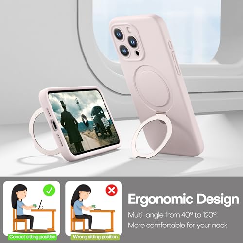 Magnetic Silicone for iPhone 15 Pro Max [Compatible with MagSafe] with Kickstand