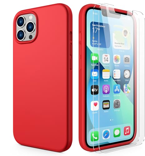 Durable Silicone Case for iPhone 13 Pro with Glass Screen Protectors