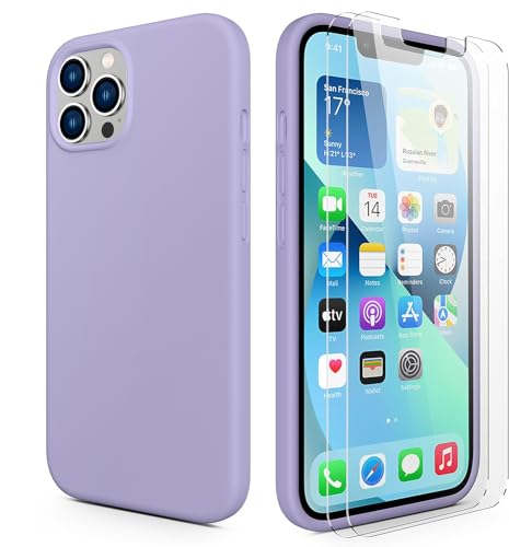Durable Silicone Case for iPhone 13 Pro with Glass Screen Protectors