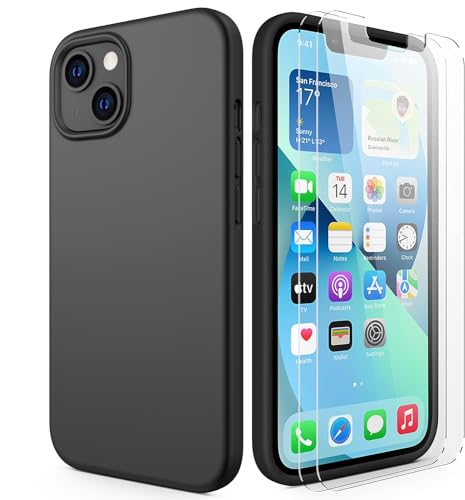 Durable Silicone Case for iPhone 13 with Glass Screen Protectors