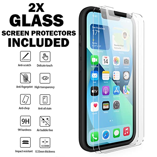 Durable Silicone for iPhone 13 Pro Max with Glass Screen Protectors