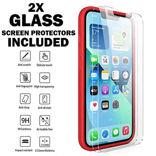 Durable Silicone for iPhone 13 Pro Max with Glass Screen Protectors