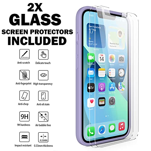 Durable Silicone Case for iPhone 13 Pro with Glass Screen Protectors