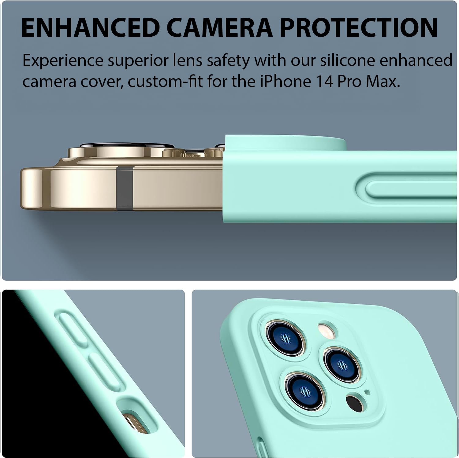 Durable Silicone Case for iPhone 14 Pro Max with Camera Cover
