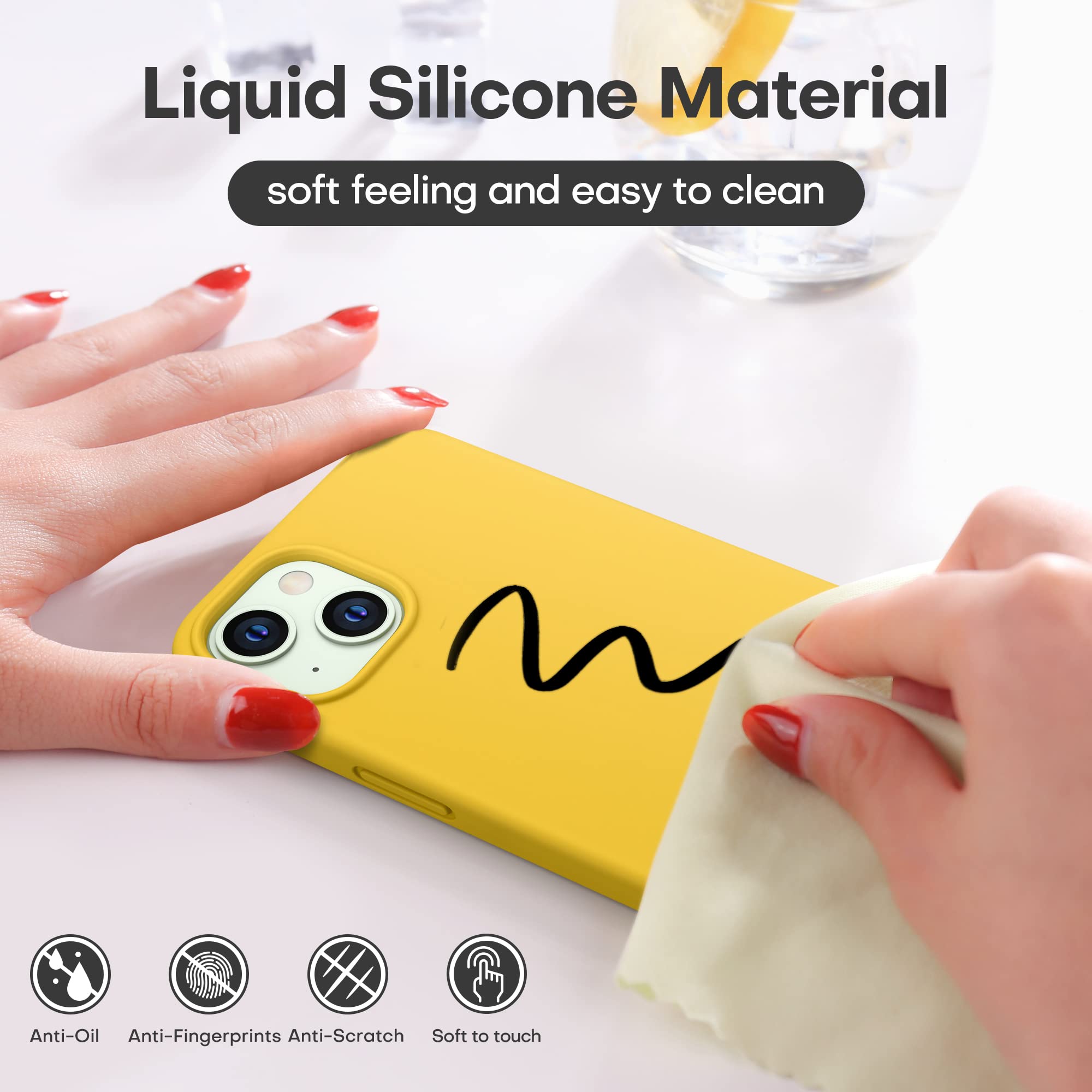 Durable Silicone Case + Glass Screen Protectors Combo Pack for iPhone 13 Mini