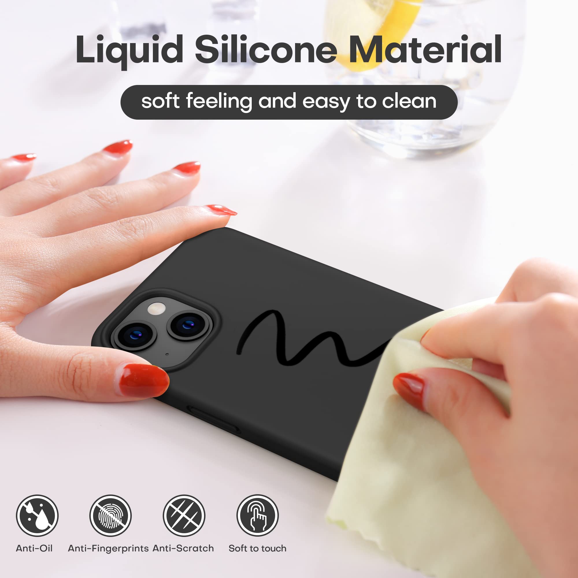 Durable Silicone Case + Glass Screen Protectors Combo Pack for iPhone 13 Mini