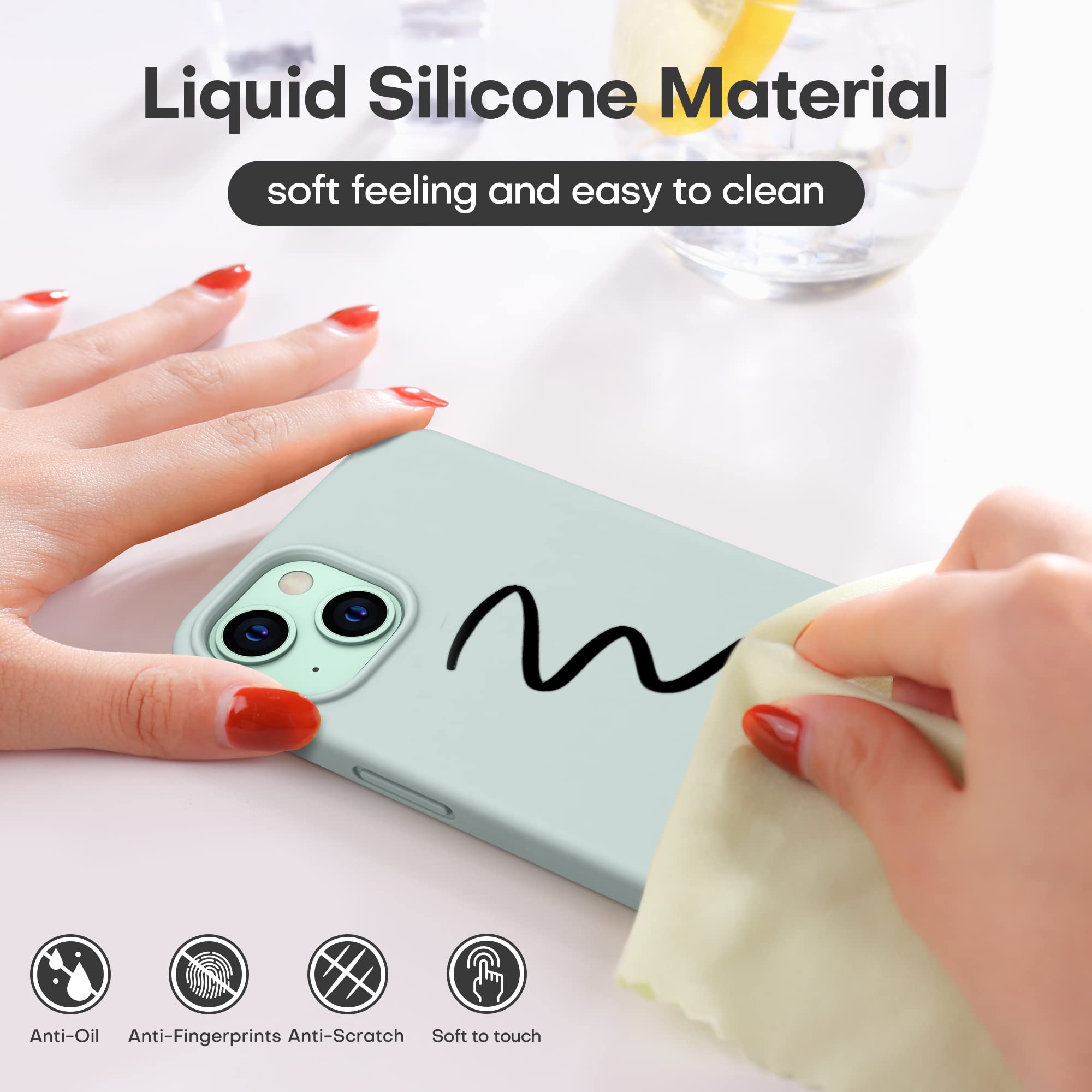 Durable Silicone Case + Glass Screen Protectors Combo Pack for iPhone 13 Mini