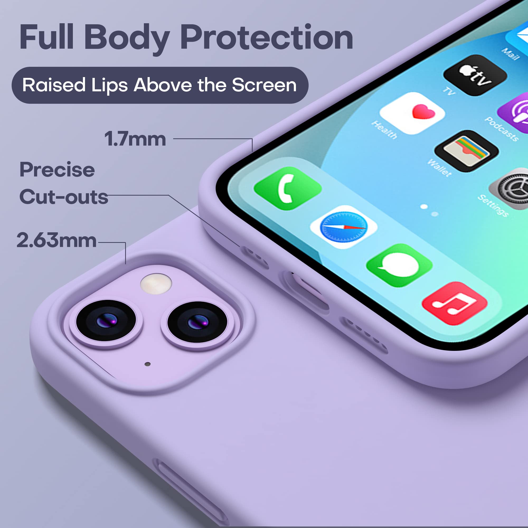 Durable Silicone Case + Glass Screen Protectors Combo Pack for iPhone 13 Mini