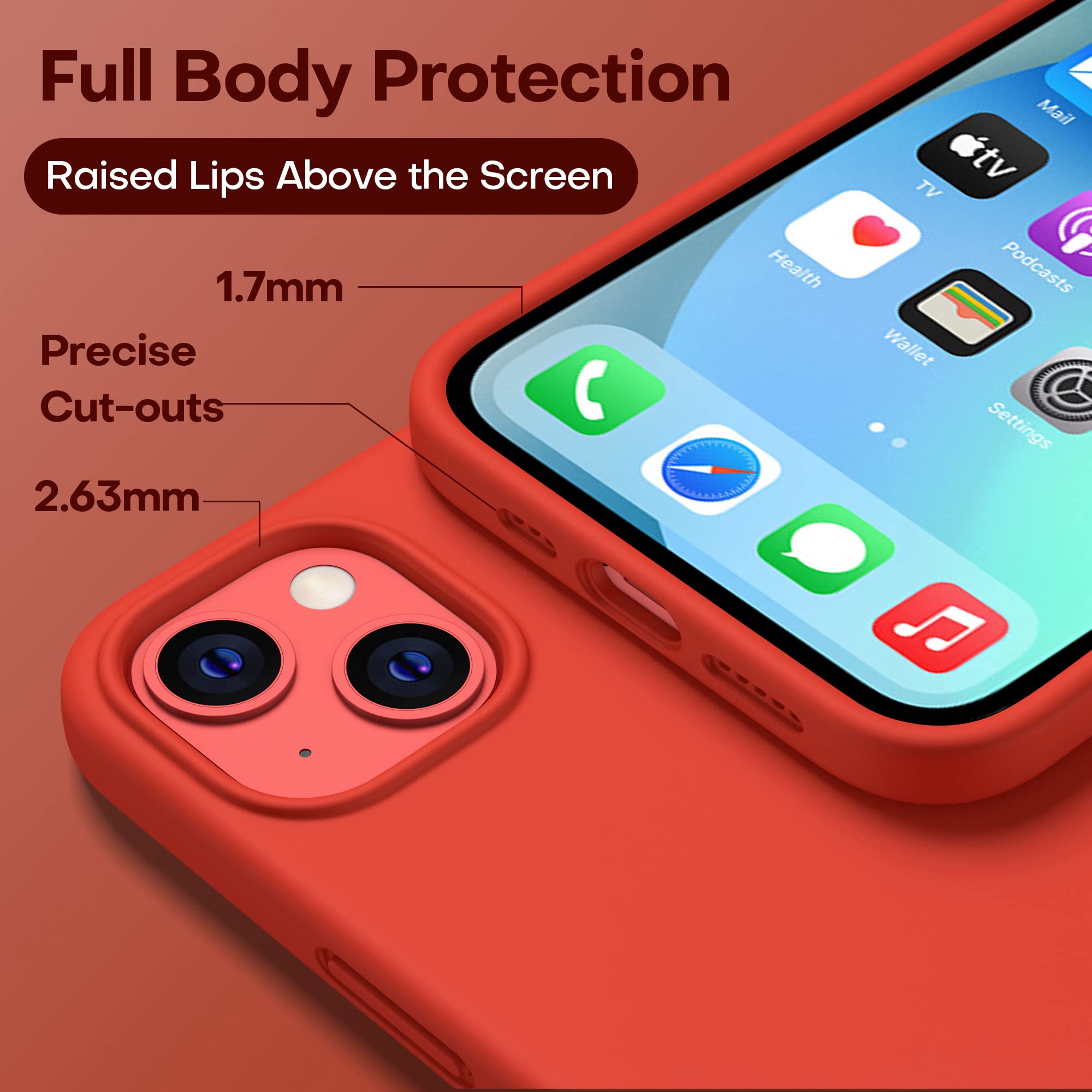 Durable Silicone Case + Glass Screen Protectors Combo Pack for iPhone 13 Mini