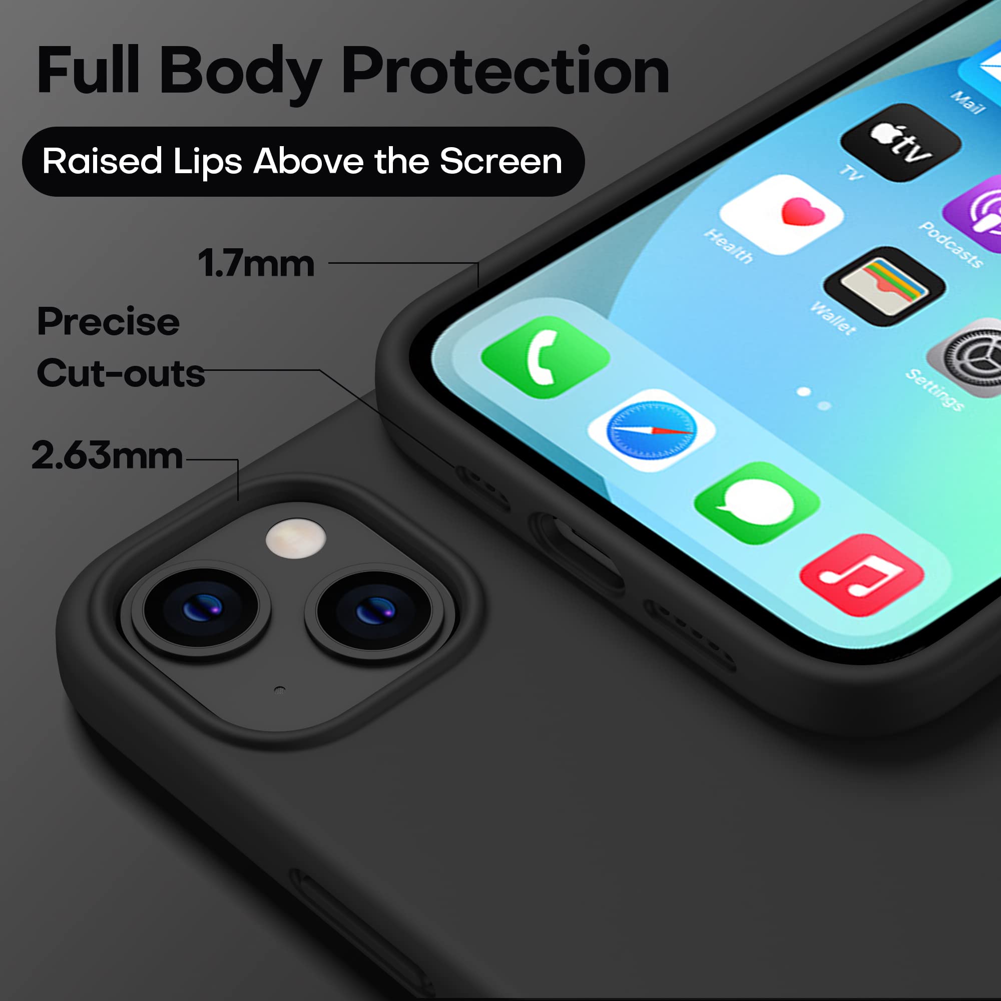 Durable Silicone Case + Glass Screen Protectors Combo Pack for iPhone 13 Mini