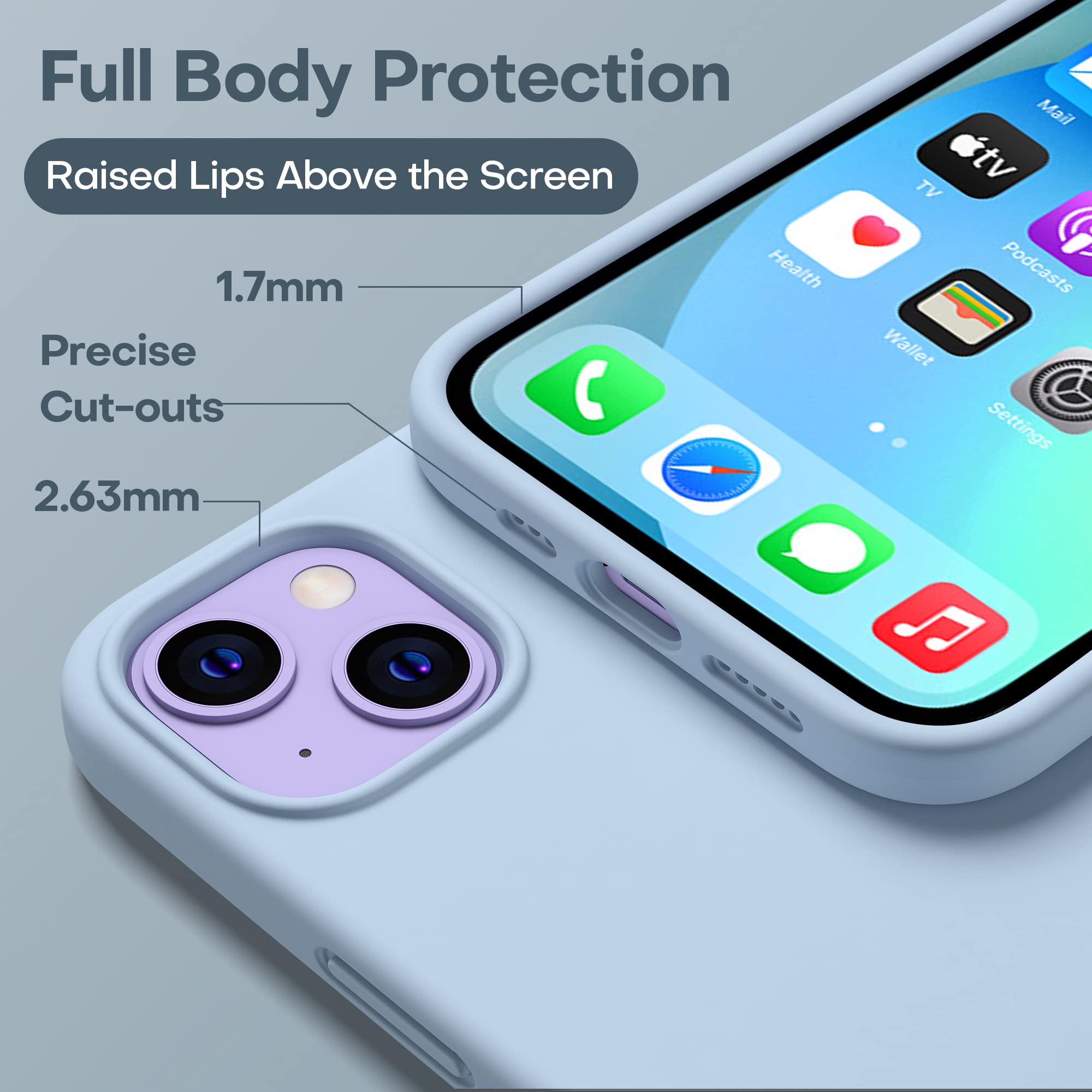 Durable Silicone Case + Glass Screen Protectors Combo Pack for iPhone 13 Mini