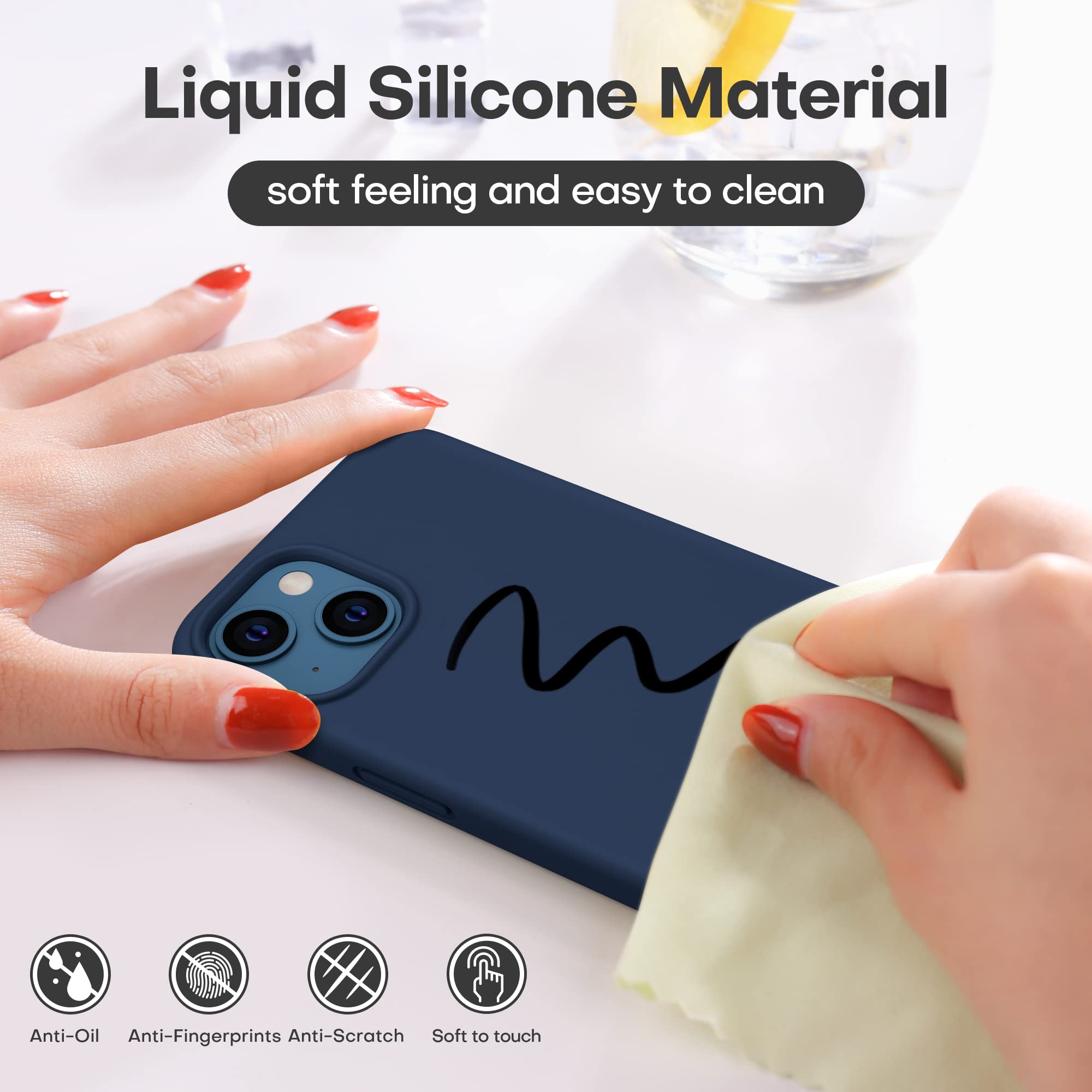 Durable Silicone Case + Glass Screen Protectors Combo Pack for iPhone 13 Mini