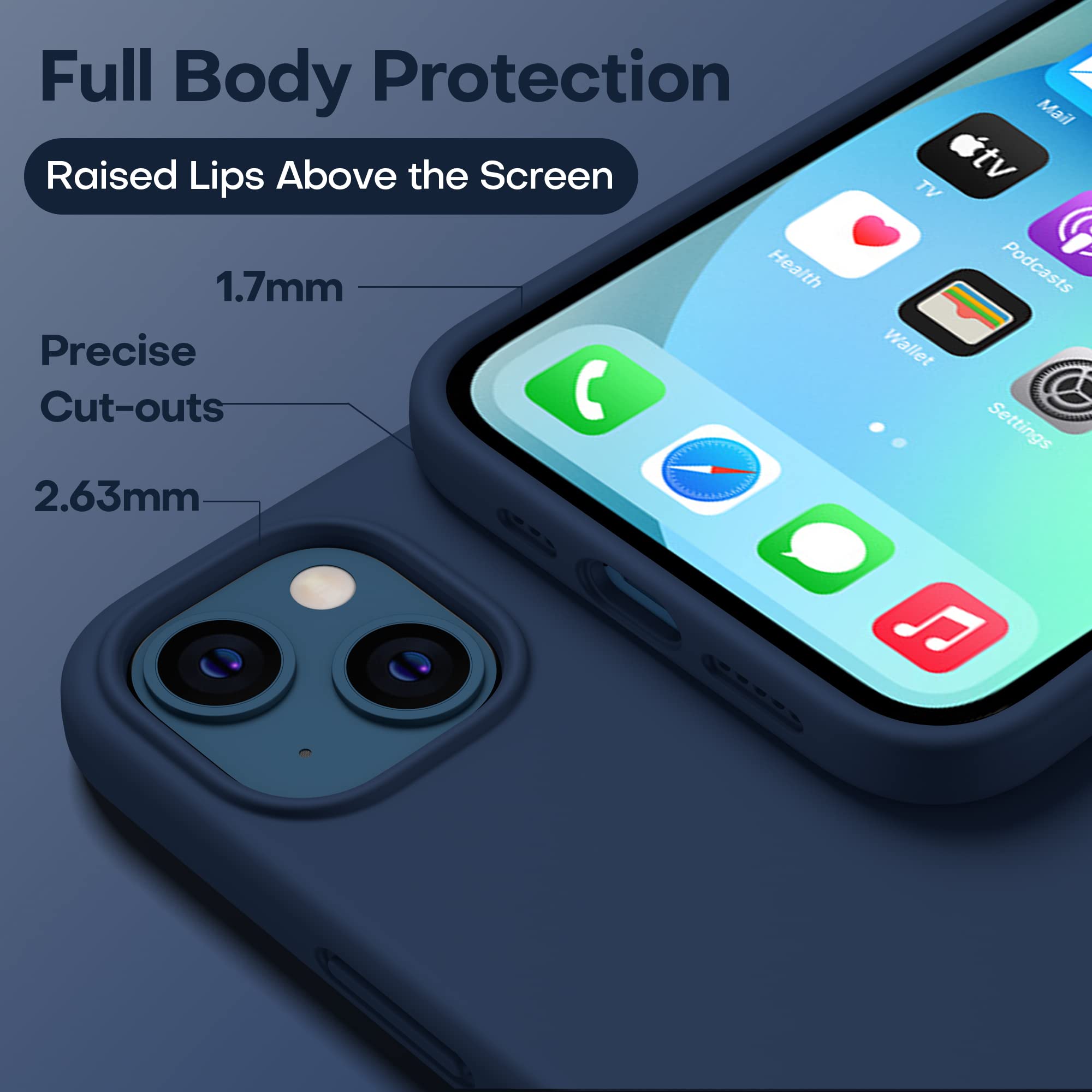 Durable Silicone Case + Glass Screen Protectors Combo Pack for iPhone 13 Mini