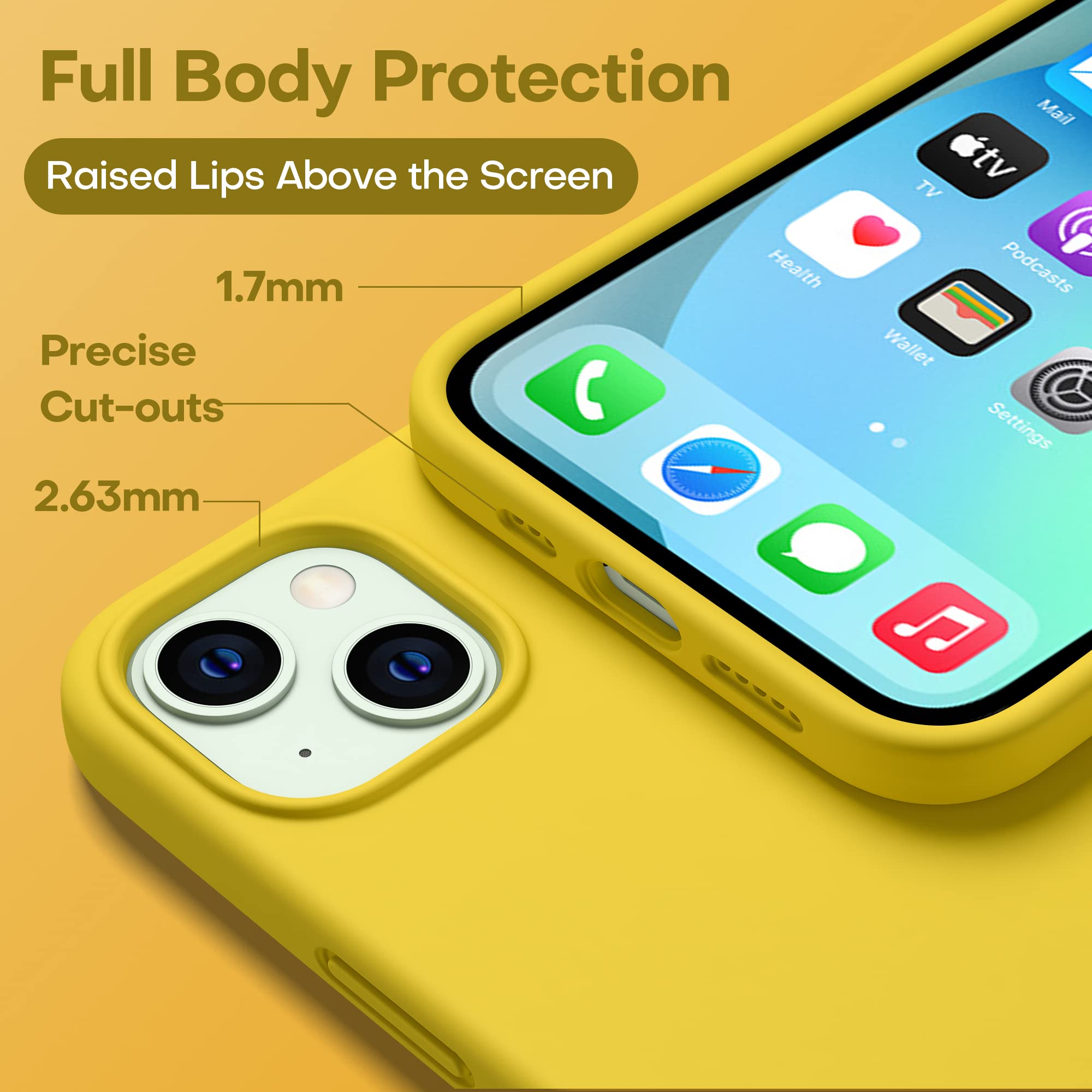 Durable Silicone Case + Glass Screen Protectors Combo Pack for iPhone 13 Mini