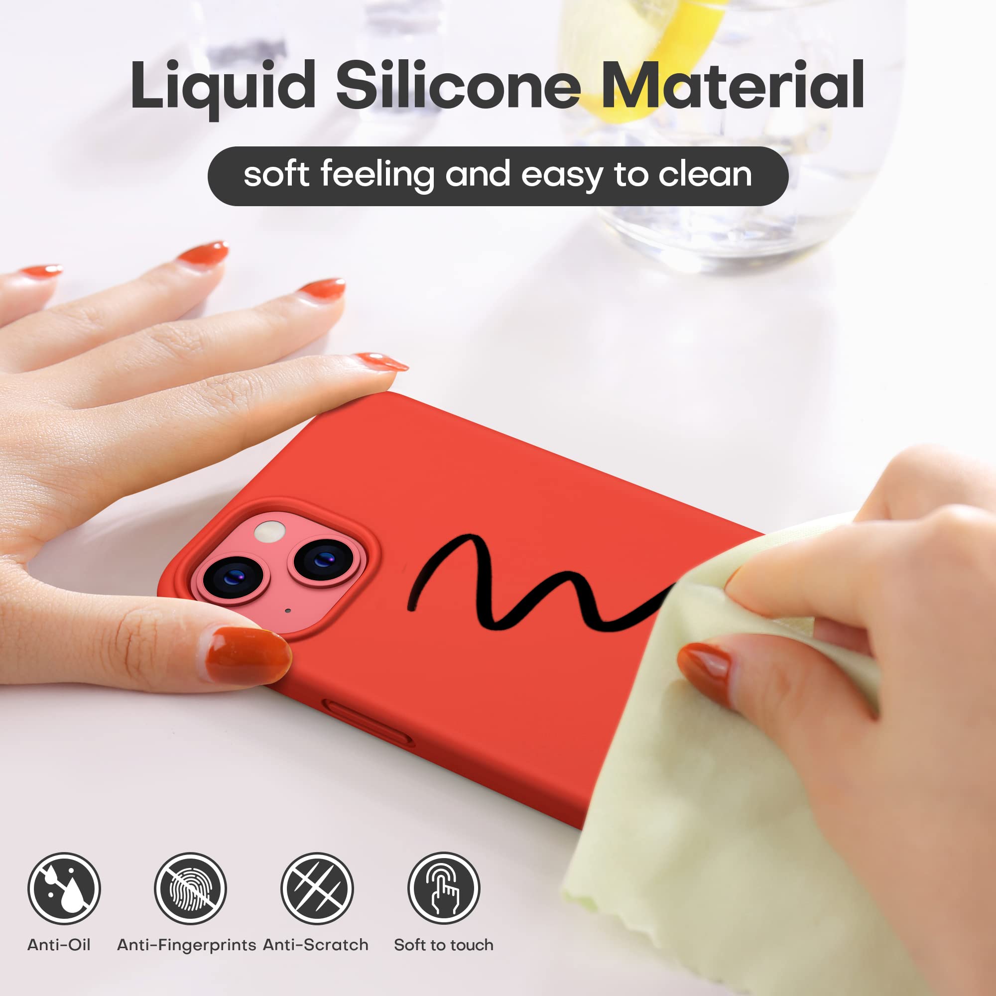 Durable Silicone Case + Glass Screen Protectors Combo Pack for iPhone 13 Mini