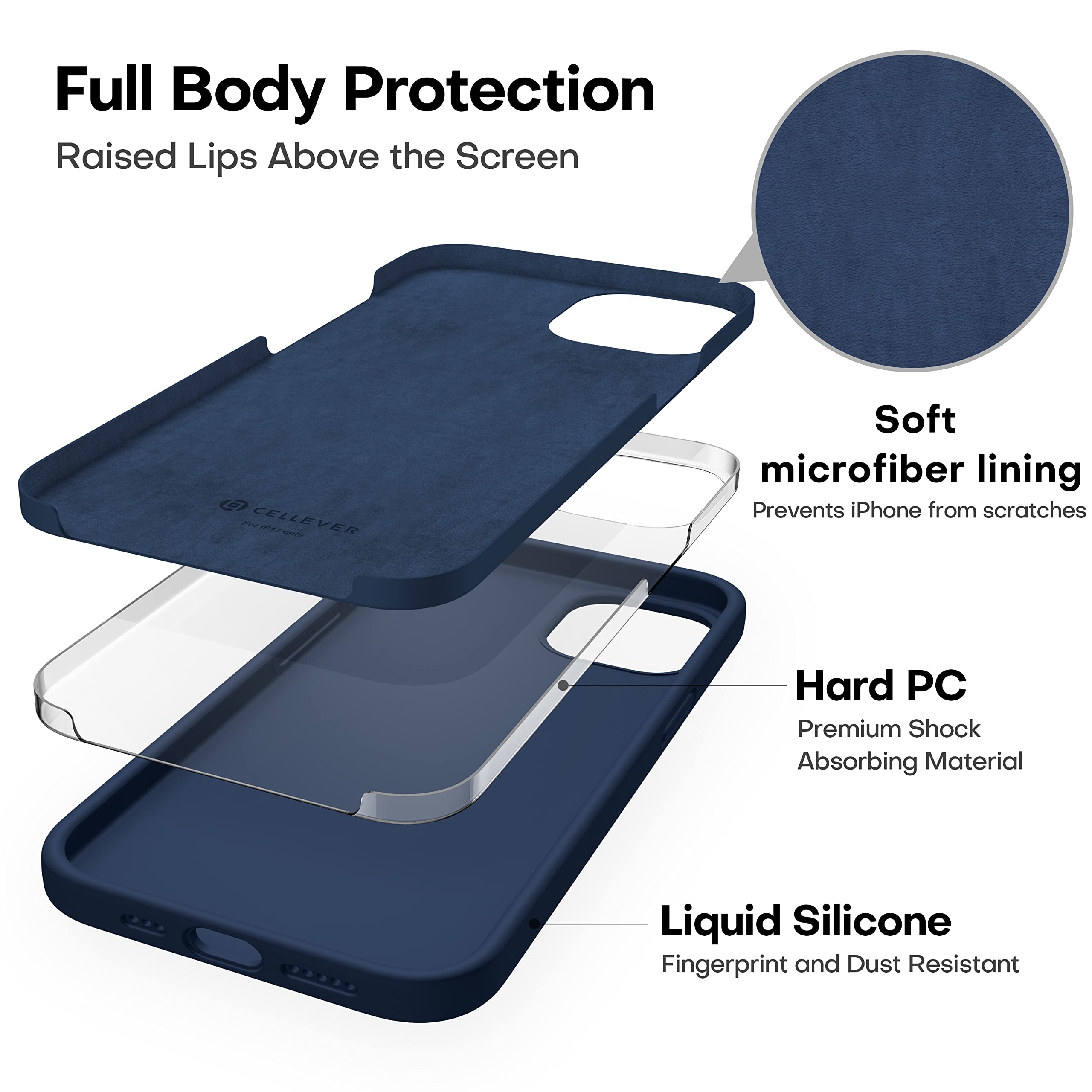 Durable Silicone Case + Glass Screen Protectors Combo Pack for iPhone 13 Mini