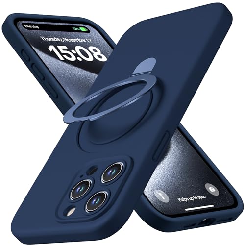 Magnetic Silicone for iPhone 15 Pro Max [Compatible with MagSafe] with Kickstand
