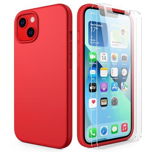 Durable Silicone Case for iPhone 13 with Glass Screen Protectors