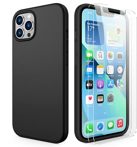 Durable Silicone Case for iPhone 13 Pro with Glass Screen Protectors