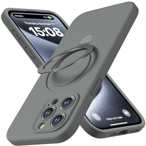 Magnetic Silicone for iPhone 15 Pro Max [Compatible with MagSafe] with Kickstand