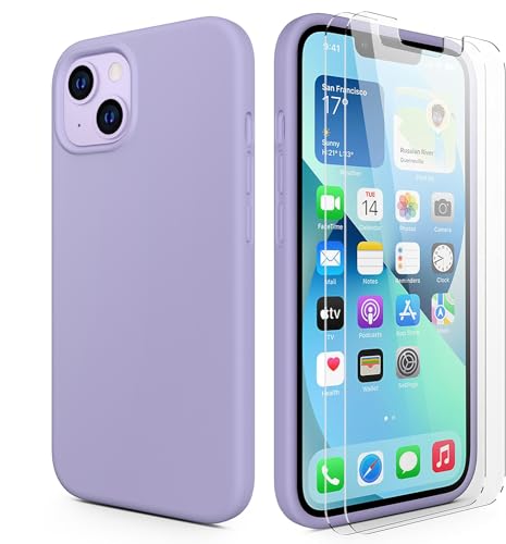 Durable Silicone Case for iPhone 13 with Glass Screen Protectors