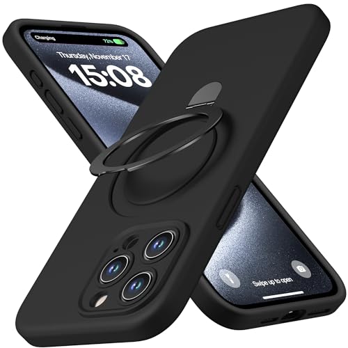 Magnetic Silicone for iPhone 15 Pro Max [Compatible with MagSafe] with Kickstand
