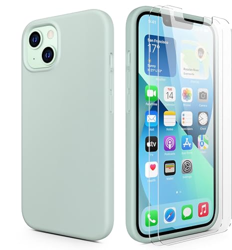 Durable Silicone Case for iPhone 13 with Glass Screen Protectors