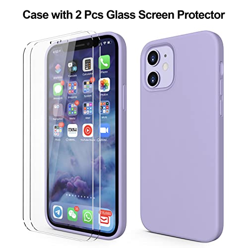 Durable Silicone Case for iPhone 12 & iPhone 12 Pro with Glass Screen Protectors