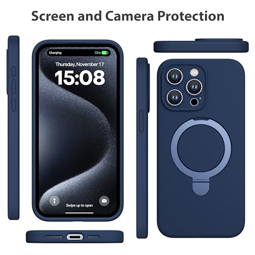 Magnetic Silicone for iPhone 15 Pro Max [Compatible with MagSafe] with Kickstand