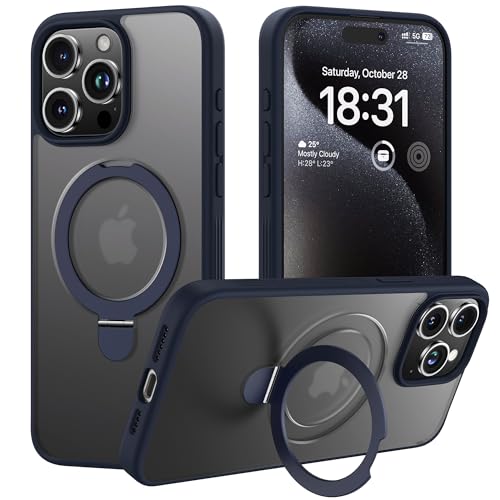 iPhone 15 Pro Max Case, Compatible with MagSafe, with Magnetic Ring Stand