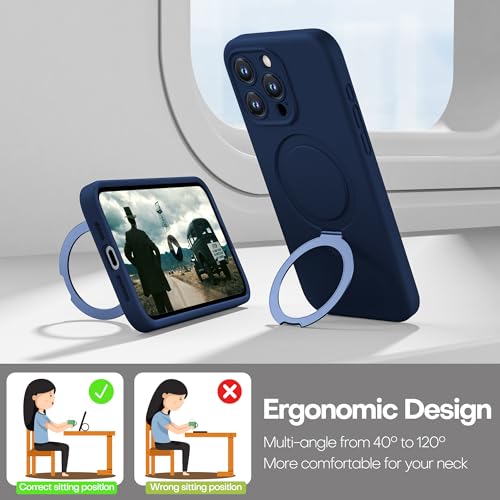 Magnetic Silicone for iPhone 15 Pro Max [Compatible with MagSafe] with Kickstand