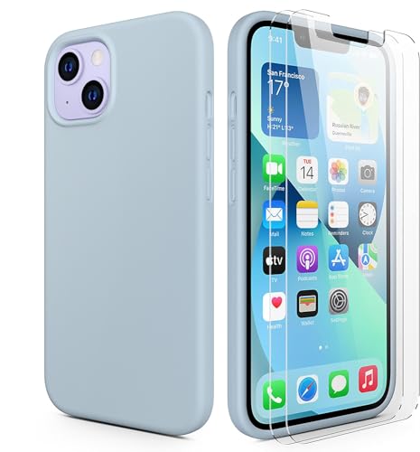 Durable Silicone Case for iPhone 13 with Glass Screen Protectors