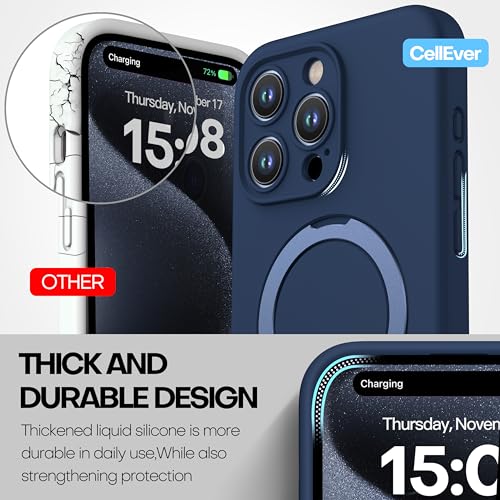 Magnetic Silicone Case for iPhone 15 Pro [Compatible with MagSafe] with Kickstand