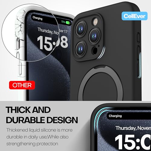 Magnetic Silicone Case for iPhone 15 Pro [Compatible with MagSafe] with Kickstand