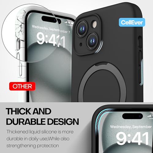 Magnetic Silicone Case for iPhone 15 [Compatible with MagSafe] with Kickstand