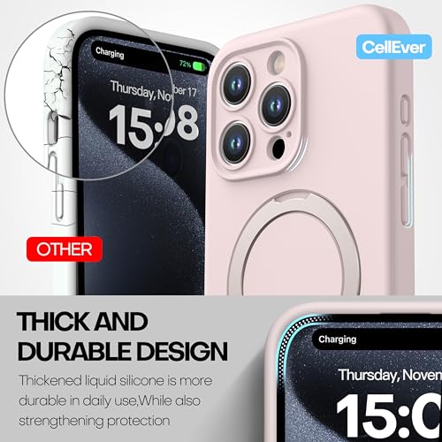 Magnetic Silicone for iPhone 15 Pro Max [Compatible with MagSafe] with Kickstand