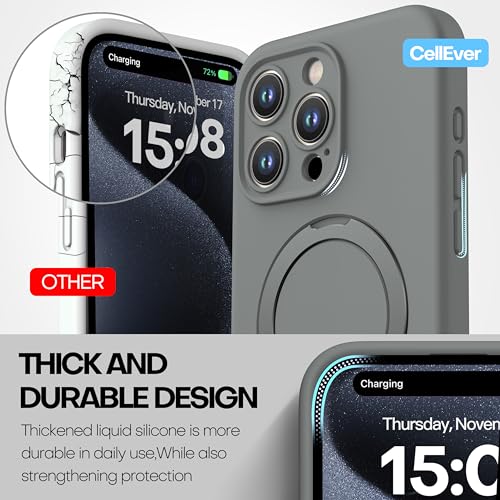 Magnetic Silicone for iPhone 15 Pro Max [Compatible with MagSafe] with Kickstand