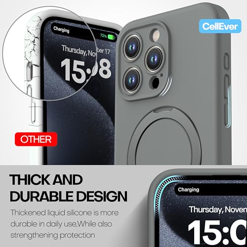 Magnetic Silicone Case for iPhone 15 Pro [Compatible with MagSafe] with Kickstand