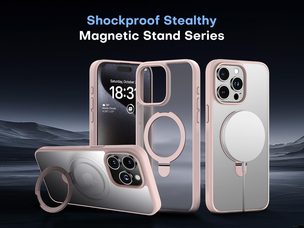 iPhone 15 Pro Ring Stand Case Compatible with MagSafe