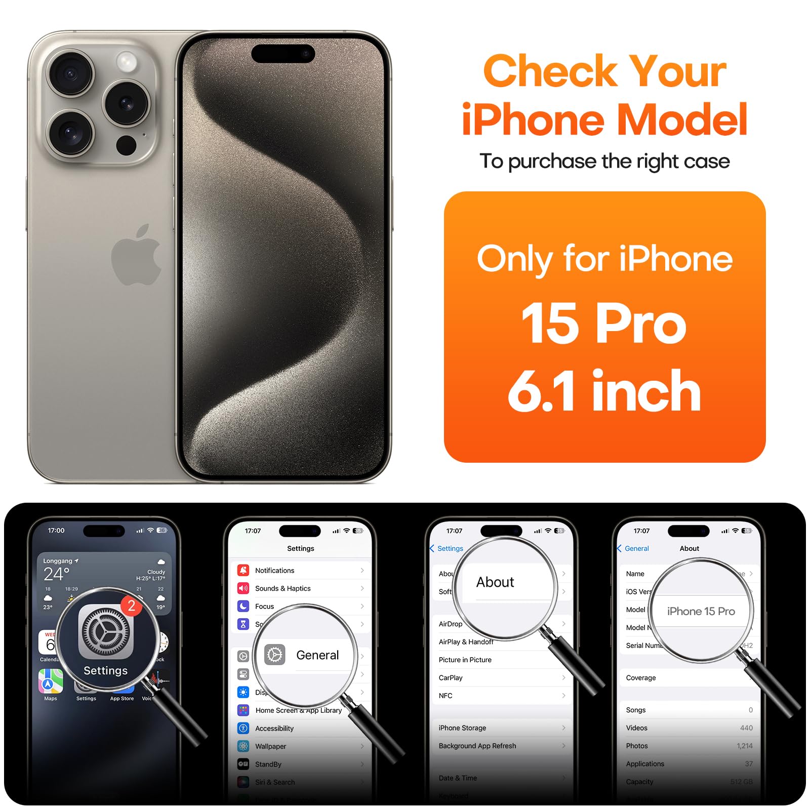 iPhone 15 Pro Ring Stand Case Compatible with MagSafe