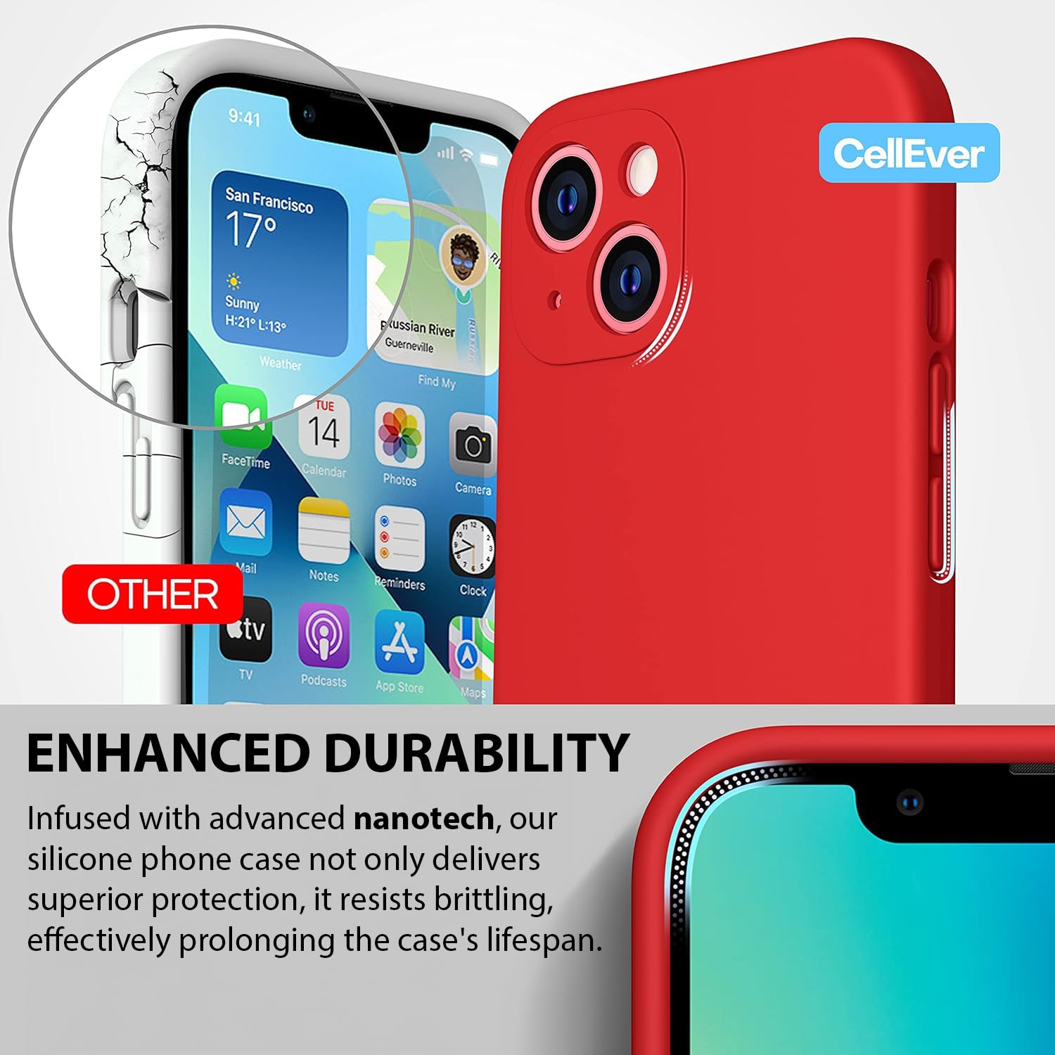 Durable Silicone Case for iPhone 13 with Camera Cover