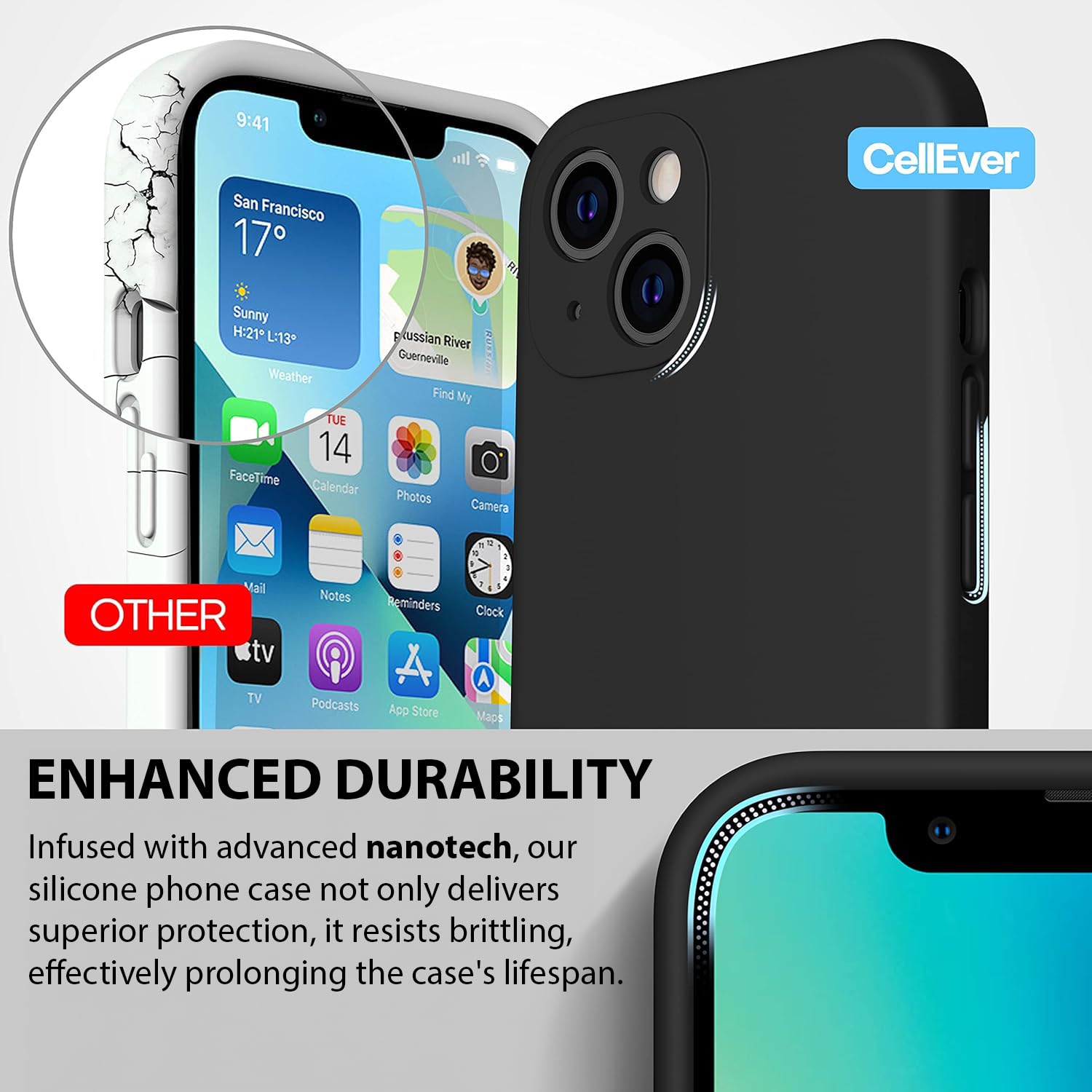 Durable Silicone Case for iPhone 14 Plus with Camera Cover