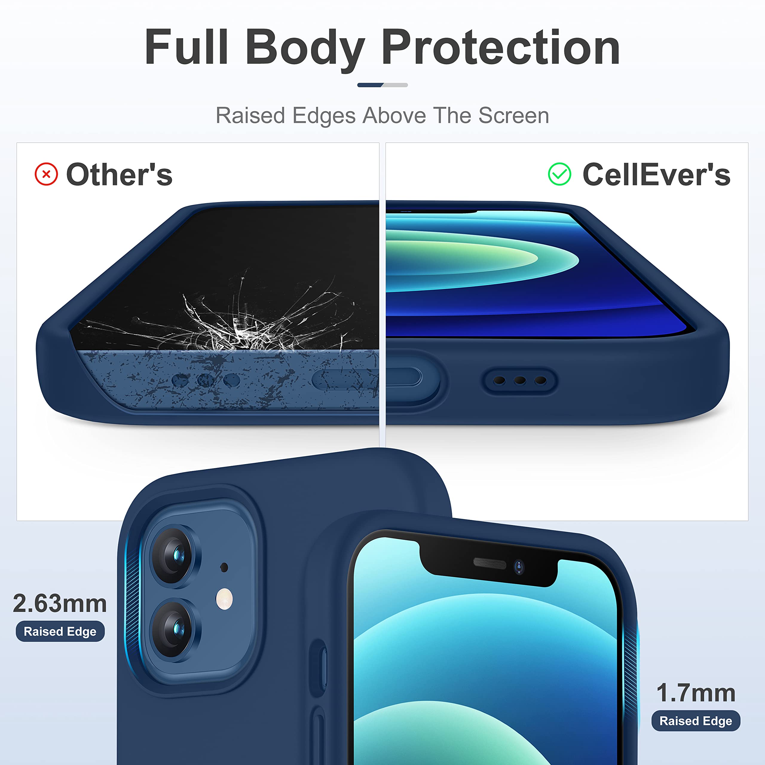 Durable Silicone Case for iPhone 12 & iPhone 12 Pro with Glass Screen Protectors