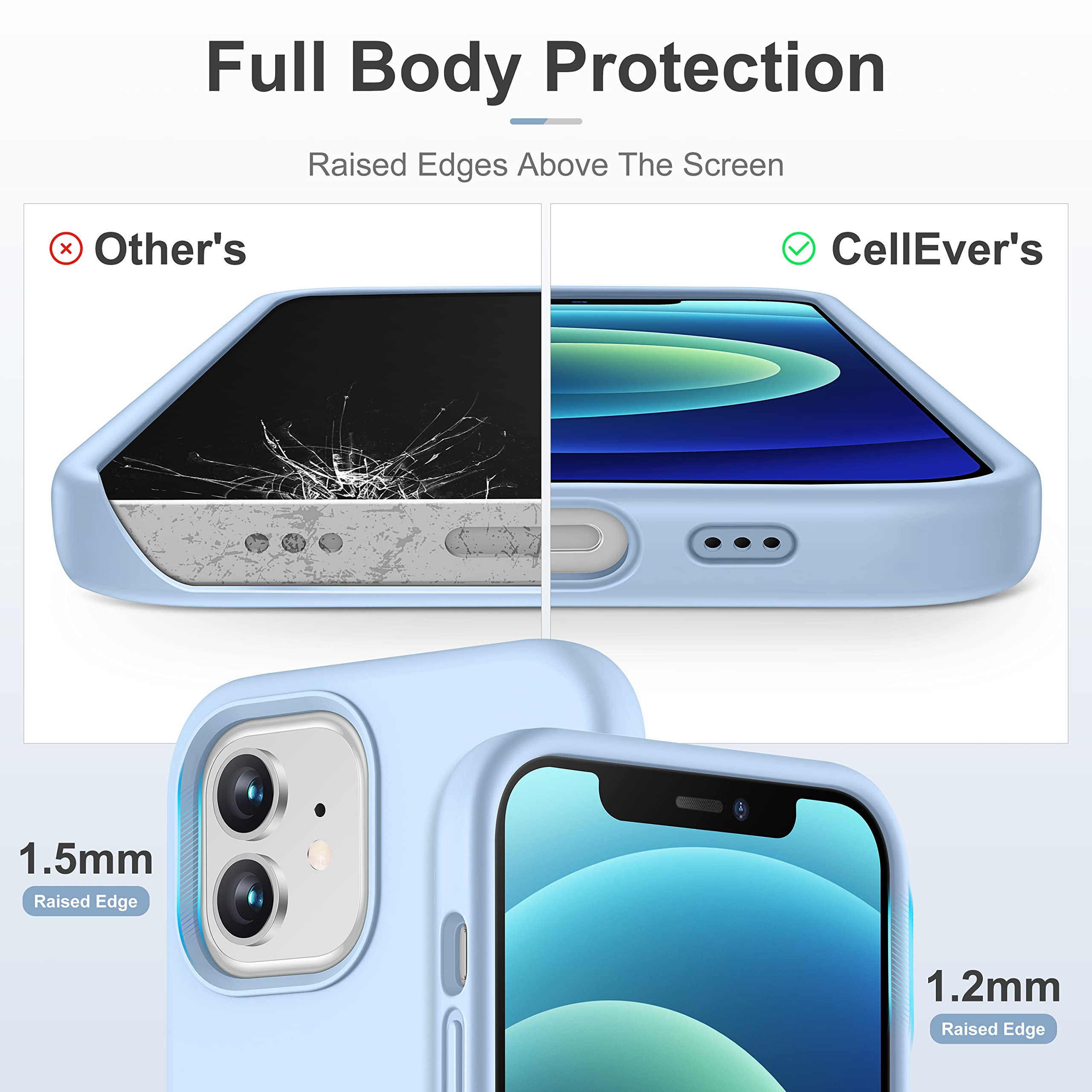 Durable Silicone Case for iPhone 12 & iPhone 12 Pro with Glass Screen Protectors