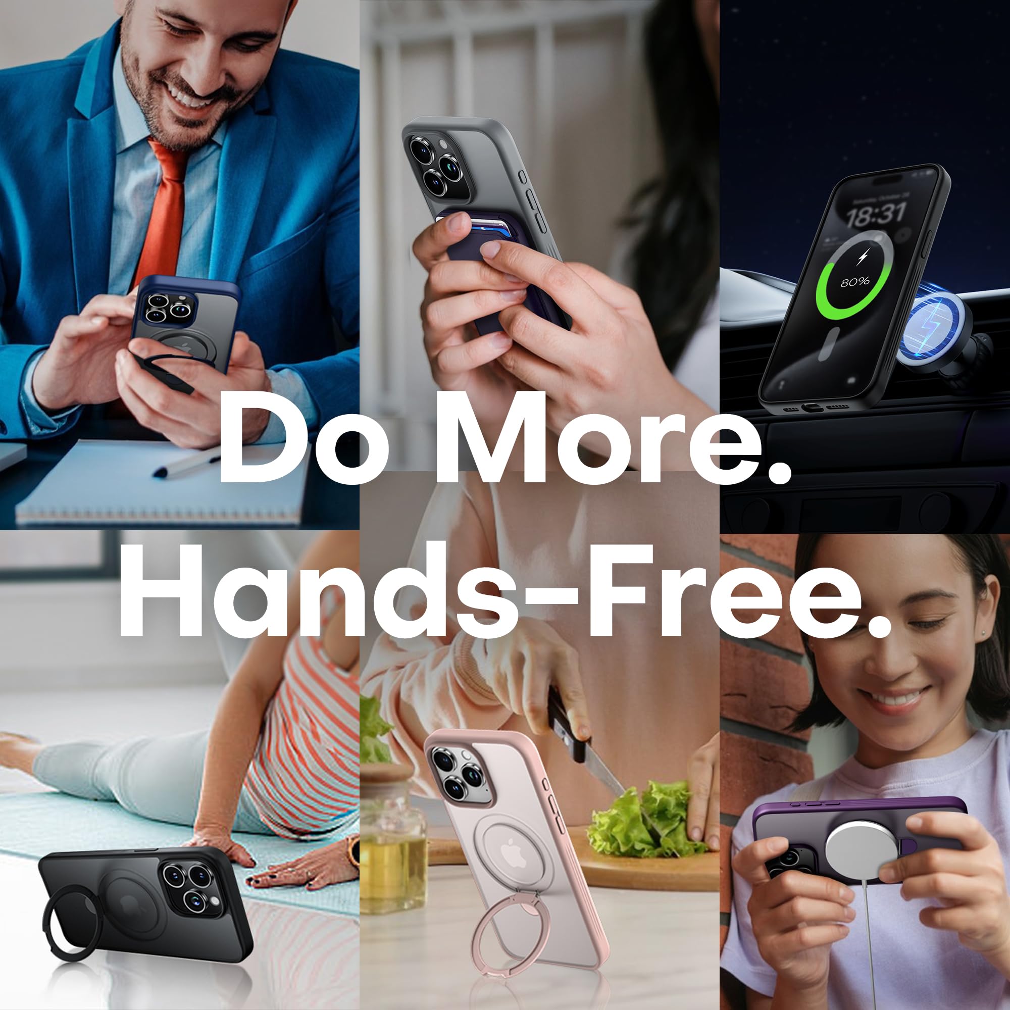 iPhone 15 Pro Ring Stand Case Compatible with MagSafe